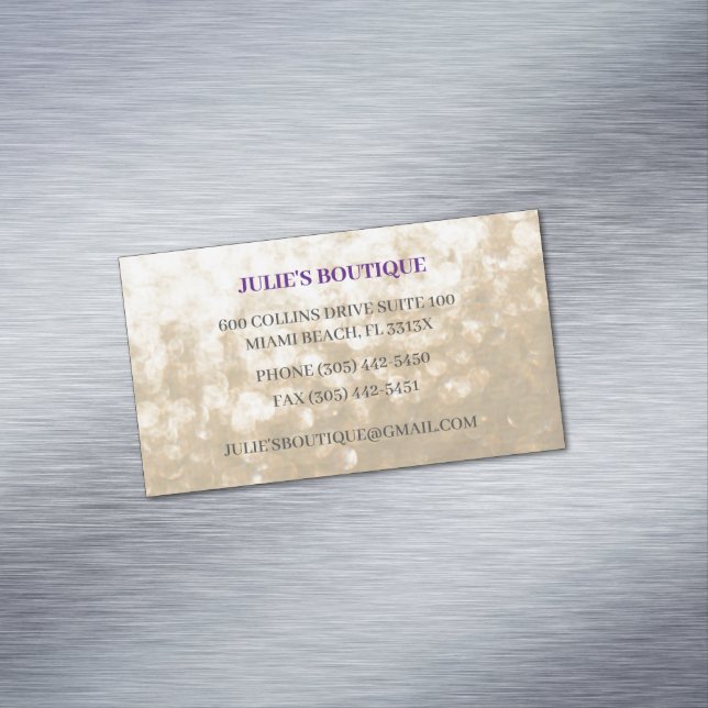 Carte De Visite Magnétique Boutique de vêtements Iridescente Gold Purple Glit (In Situ)