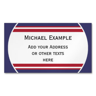 Carte De Visite Magnétique BOUTON Bandes RONDES bleu rouge blanc + votre text