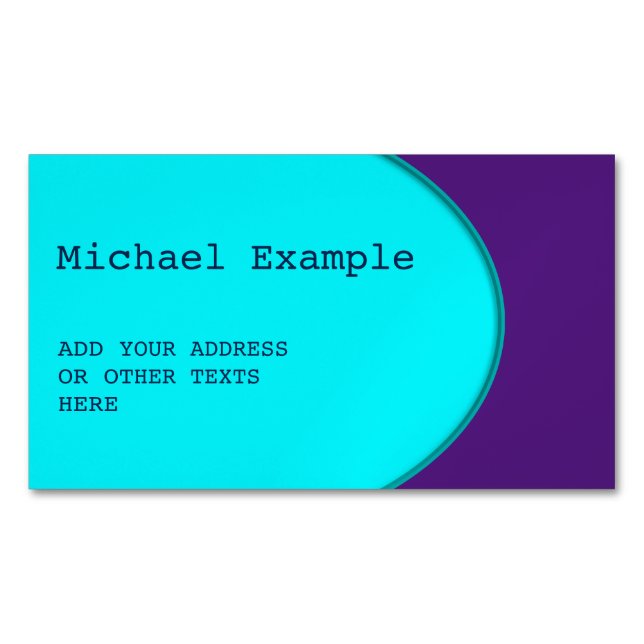 Carte De Visite Magnétique BOUTON OVAL - turquoise + texte & idées (devant)