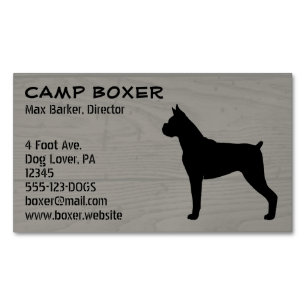 Carte De Visite Magnétique Boxer Chien Silhouette Faux Style Bois