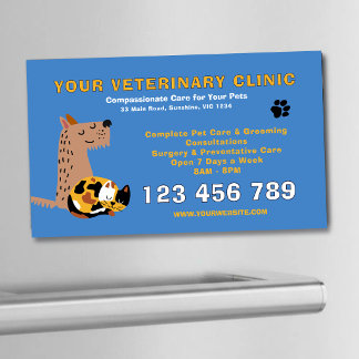 Carte De Visite Magnétique Budget Modifiable Vétérinaire | Soins pour Animaux
