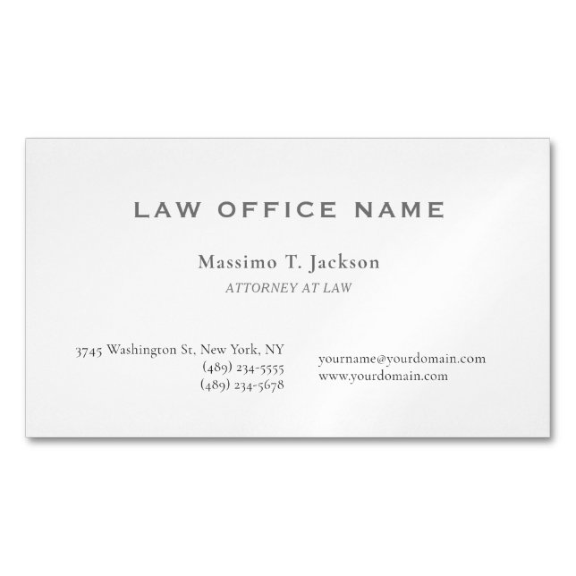 Carte De Visite Magnétique Bureau de droit d'avocat de plainte classique (devant)