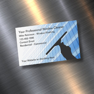 Carte De Visite Magnétique Bureau de nettoyage de fenêtres professionnel