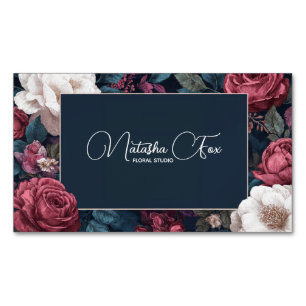 Carte De Visite Magnétique Cadre doré floral rose gothique humeur sombre roma