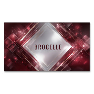 Carte De Visite Magnétique Cadre Dynamique Géométrique Rouge Cramoisi Doré