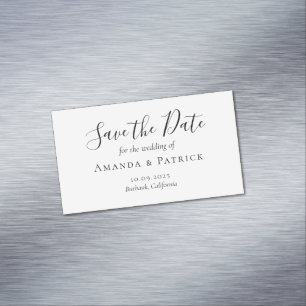 Carte De Visite Magnétique Calligraphie noire délicate Mariage Enregistrer La