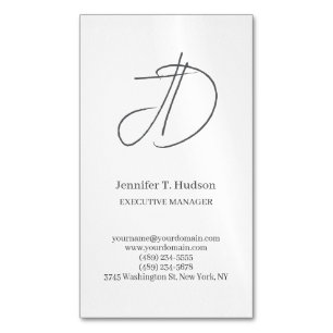 Carte De Visite Magnétique Calligraphie tendance gris monogramme écriture cla