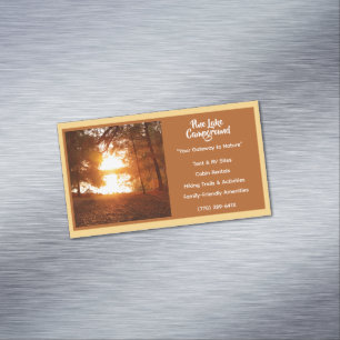 Carte De Visite Magnétique Camping en forêt jaune clair Camping en plein air