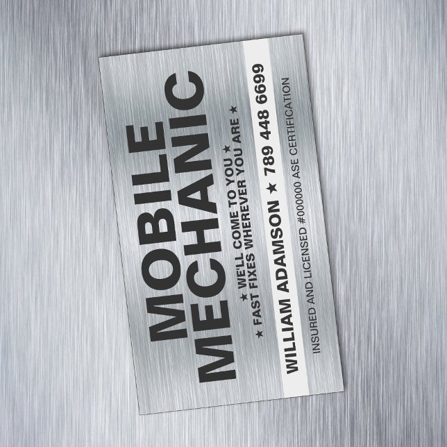 CARTE DE VISITE MAGNÉTIQUE CAR / AUTO MECHANIC AUTOMOTIVE REPAIR SERVICE (local auto repair business magnets, mobile mechanic magnetic business cards, custom automotive shop )