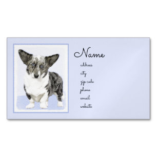 Carte De Visite Magnétique Cardigan Welsh Corgi Peinture - Art Chien original