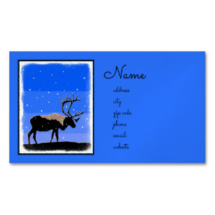 Carte De Visite Magnétique Caribou en hiver - Art original de la faune