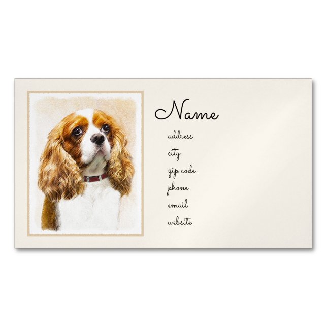 Carte De Visite Magnétique Cavalier King Charles Spaniel Peinture originale (devant)