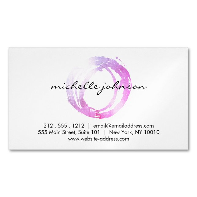 Carte De Visite Magnétique Cercle rose Luxe (devant)