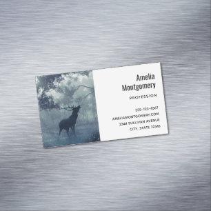Carte De Visite Magnétique Cerf avec bois dans une forêt ombreuse