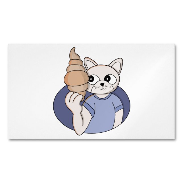 Carte De Visite Magnétique Chat au croissant drôle (devant)