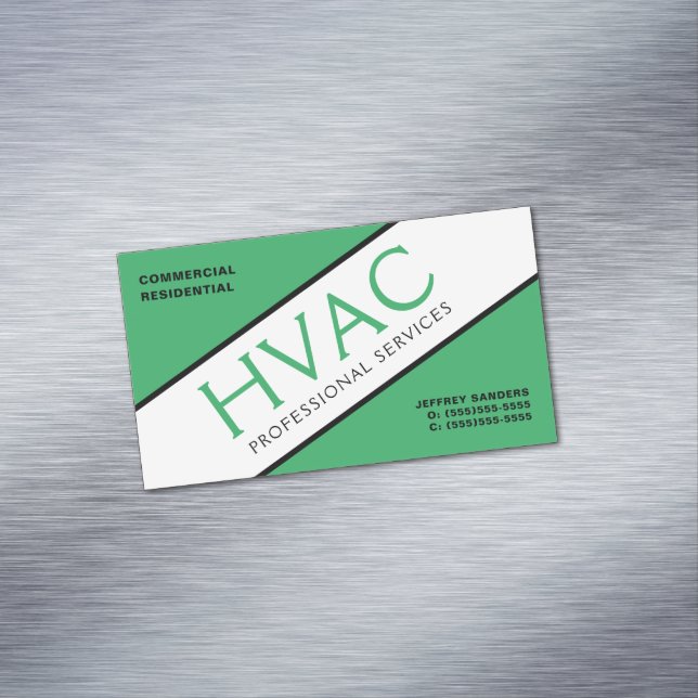 Carte De Visite Magnétique Chauffage et refroidissement noir vert HVAC (In Situ)