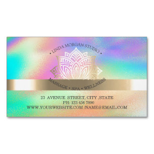 Carte De Visite Magnétique Chic professionnel Lotus doré holographique