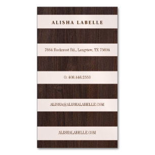 Carte De Visite Magnétique Chic rose, bois foncé et or élégant Monogramme