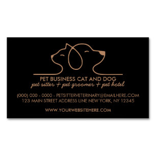 Carte De Visite Magnétique Chien Chat Brun Noir Logo Simple Vétérinaire Anima