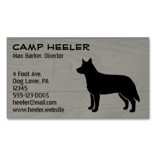 Carte De Visite Magnétique Chien de bétail australien Blue Heeler Silhouette