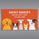 Carte De Visite Magnétique Chiens de marionnettes colorés | Services animaux<br><div class="desc">Un carte de visite de soins pour animaux de compagnie aux couleurs vives avec une variété de chiens de bandes dessinées. Golden Retriever, Black and White French Bulldog, Italian Greyhound, Wiredhaéré portugais Podengo et Border Collie. Ce carte de visite magnétique amusant est idéal pour les gardiens de chiens, les promeneurs...</div>