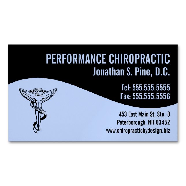 Carte De Visite Magnétique Chiropracteur moderne Swirl Chiro Angel Emblem (devant)