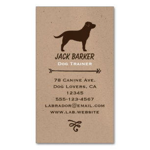 Carte De Visite Magnétique Chocolat Labrador Rétriever Silhouette