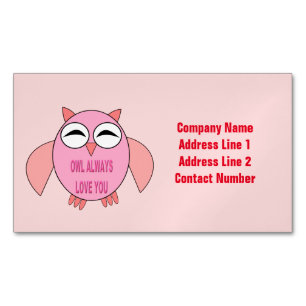 Carte De Visite Magnétique Chouette de message d'amour mignonne personnalisée