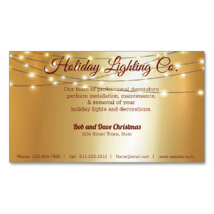 Carte De Visite Magnétique Christmas Holiday Lighting Company Pretty Gold