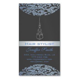 Carte De Visite Magnétique Ciseaux damas chic professionnel élégant