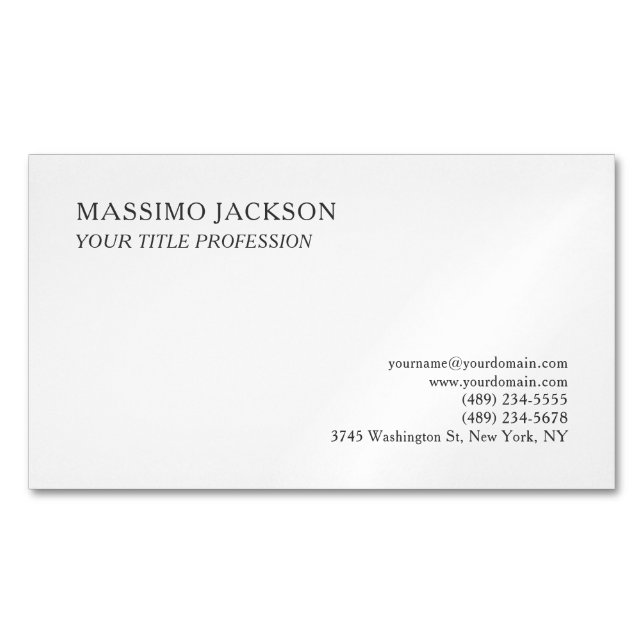 Carte De Visite Magnétique Classique Simple Professionnel (devant)