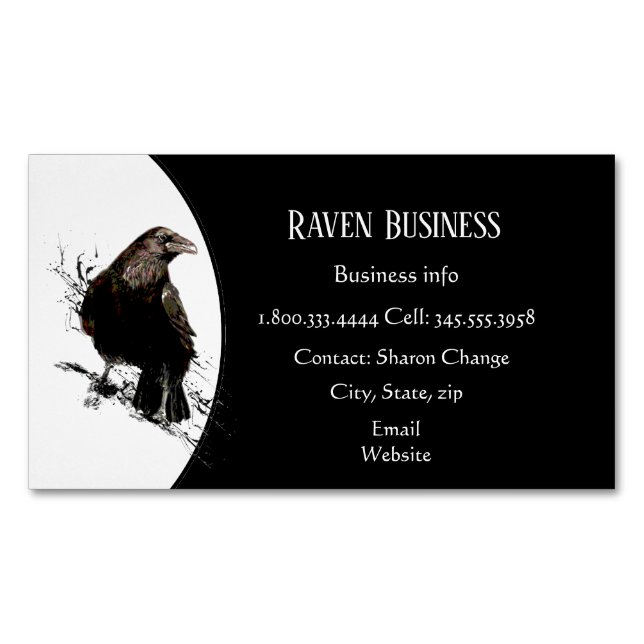 Carte De Visite Magnétique Classy Black Raven Bird Business Service Shop (devant)