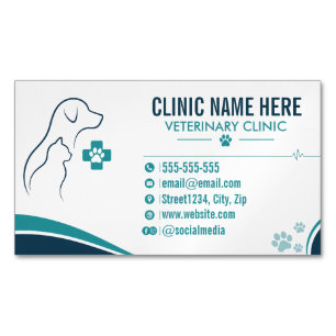 Carte De Visite Magnétique Clinique vétérinaire moderne personnalisée