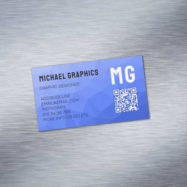 Carte De Visite Magnétique Code QR à motif de maille géométrique à dégradé bl (In Situ)