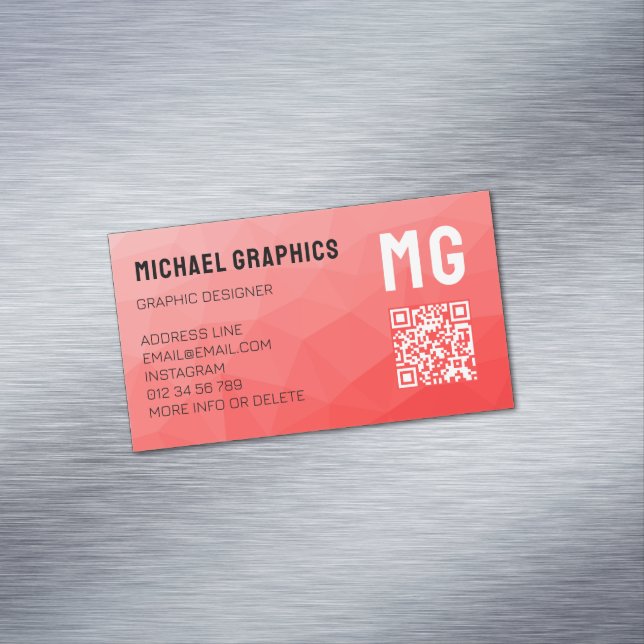 Carte De Visite Magnétique Code QR à motif de maille géométrique à dégradé ro (In Situ)