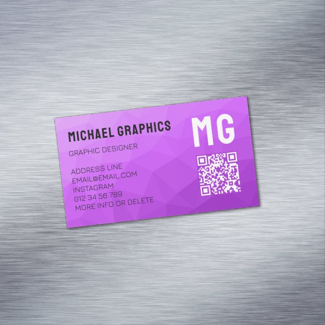 Carte De Visite Magnétique Code QR à motif de maille géométrique dégradé viol (In Situ)