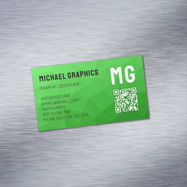 Carte De Visite Magnétique Code QR à motif de maille géométrique vert clair (In Situ)