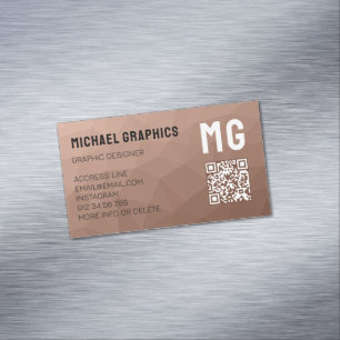 Carte De Visite Magnétique Code QR à motif géométrique en maille marron Mouss