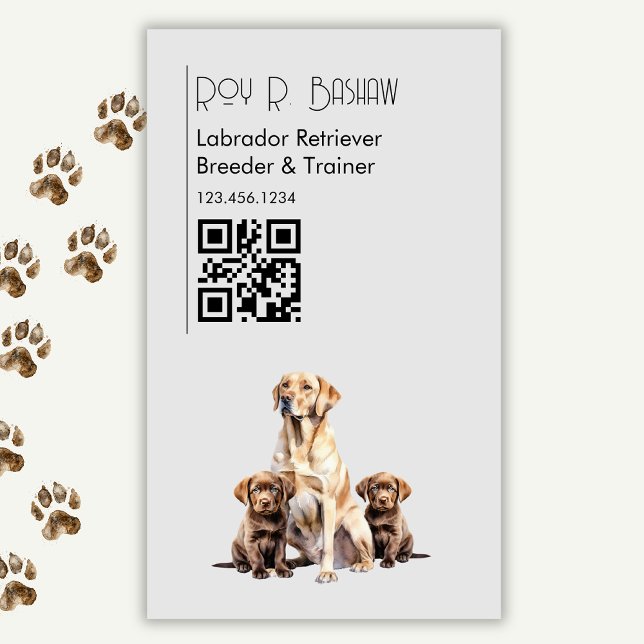 Carte De Visite Magnétique Code QR de l'éleveur de chiens - Labrador Retrieve (Créateur téléchargé)