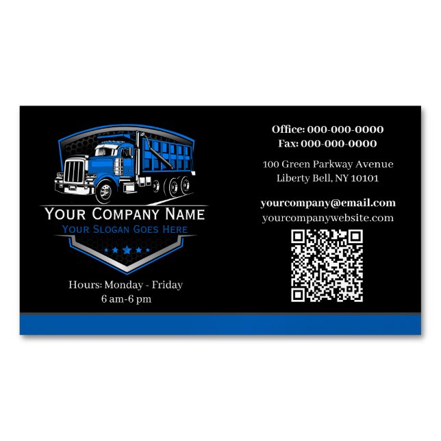 Carte De Visite Magnétique Code QR de l'entreprise de camionnage professionne (devant)