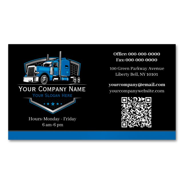 Carte De Visite Magnétique Code QR de l'entreprise de camionnage professionne (devant)