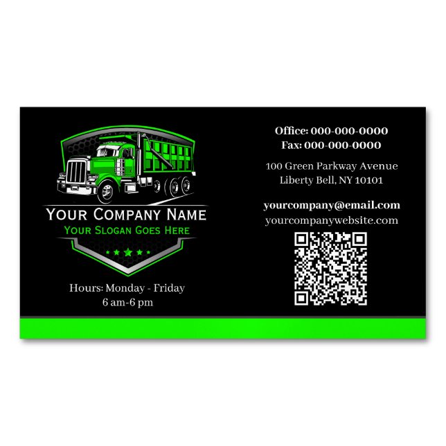 Carte De Visite Magnétique Code QR de l'entreprise de camionnage professionne (devant)