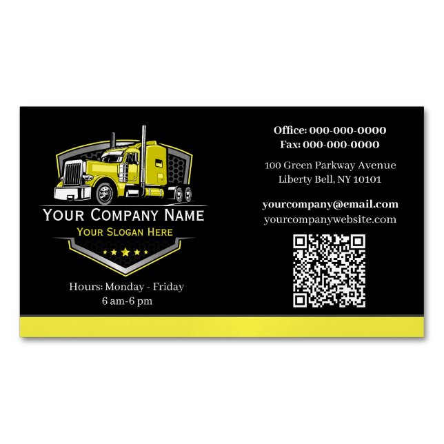 Carte De Visite Magnétique Code QR de l'entreprise de camionnage professionne (devant)