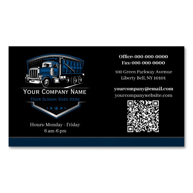 Carte De Visite Magnétique Code QR de l'entreprise de camionnage professionne (devant)