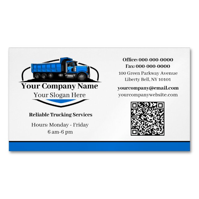 Carte De Visite Magnétique Code QR de l'entreprise de transport professionnel (devant)
