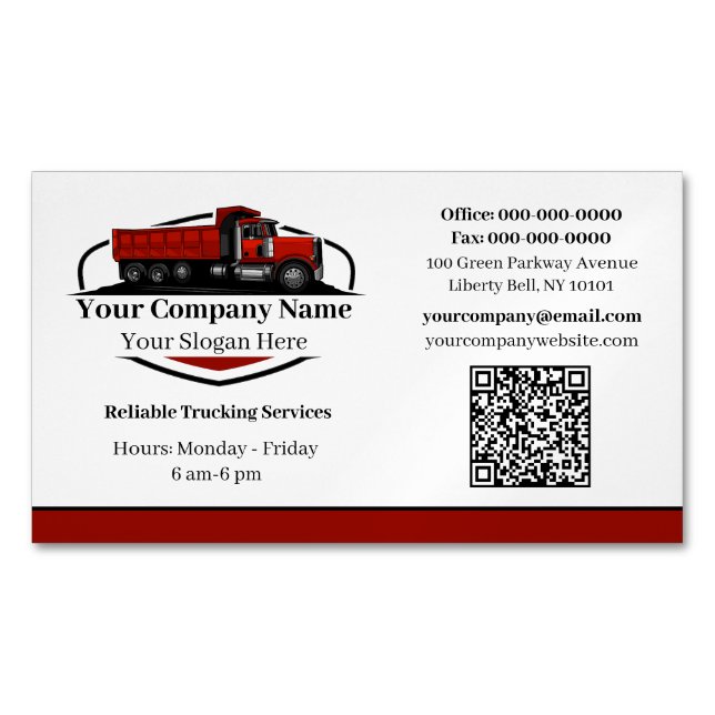 Carte De Visite Magnétique Code QR de l'entreprise professionnelle de camionn (devant)