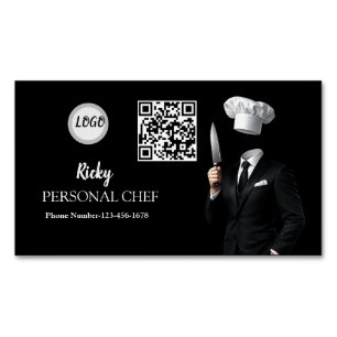 Carte De Visite Magnétique Code QR de photo d'uniforme de chef minimaliste no
