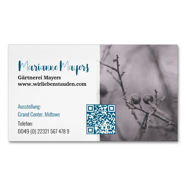 Carte De Visite Magnétique Code QR et Photographie  (devant)