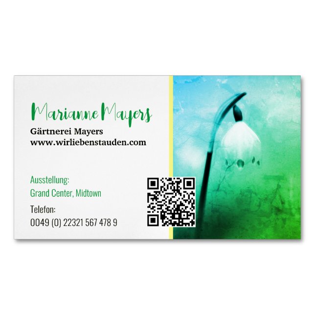 Carte De Visite Magnétique Code QR et Photographie  (devant)