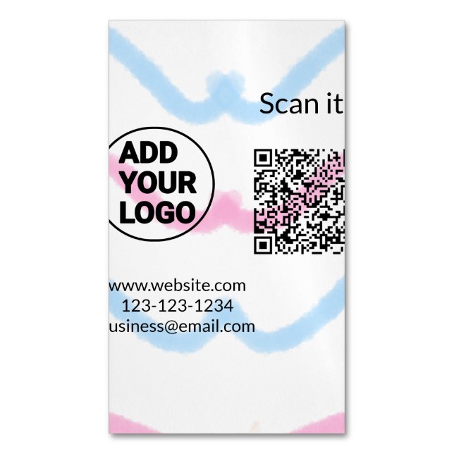 Carte De Visite Magnétique Code QR minimal simple ajouter logo nom du code de (devant Vertical)